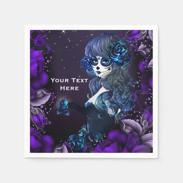 Day of the dead mexikanskt socker Skull Lila Party Pappersservett (Framsidan)