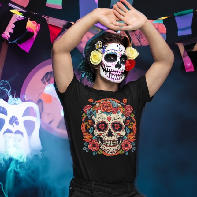 Day of the dead mexikanskt socker Skull T Shirt (Skapare uppladdad)