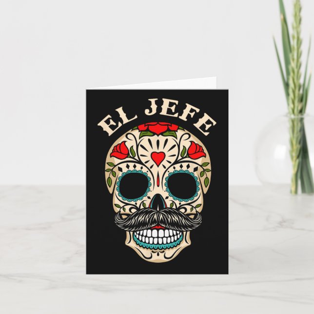 Day of the dead Mexiko El Jefe Chef Sugar Skull Ha Kort (Framsida)