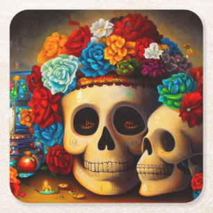Day of the dead Offrendas 2 Underlägg Papper Kvadrat