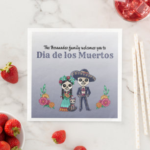 Day of the dead par och katt pappersservett