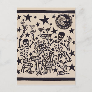Day of the dead Party/ Dia Muertos Fiesta Inbjudan Vykort