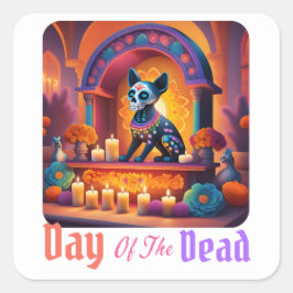 Day of the dead Pet Altar Fyrkantigt Klistermärke