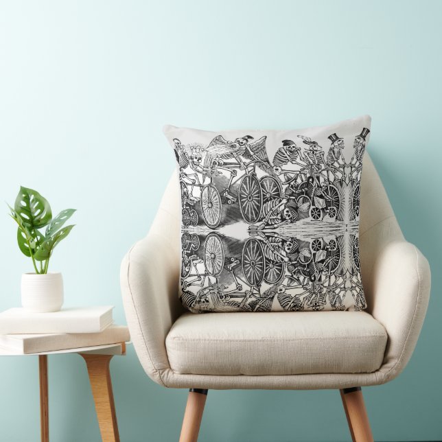 Day of the dead Pillow - Calavera las biciletas Kudde (Stol)