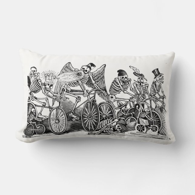 Day of the dead Pillow - Calavera las Biciletas Lumbarkudde (Framsida)