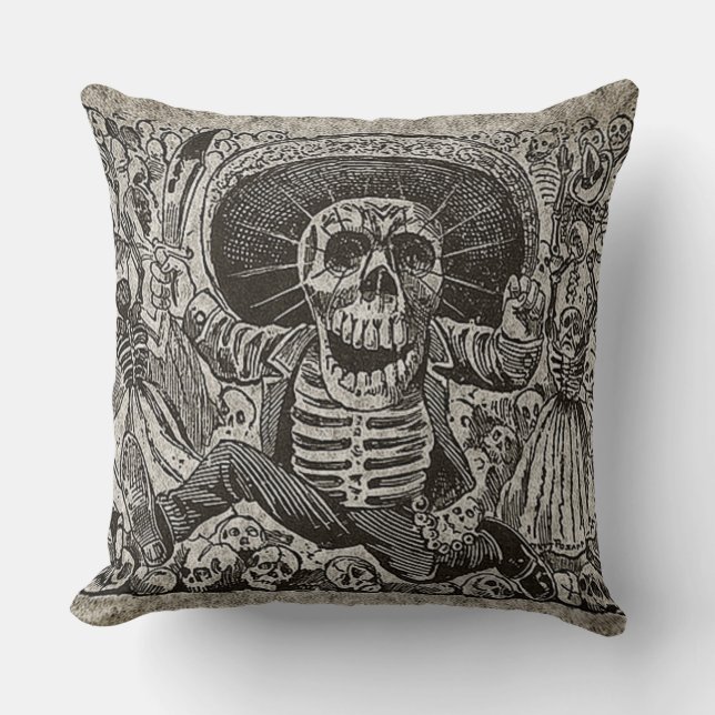 Day of the dead Pillow - José Guadalupe Posada Kudde (Framsida)