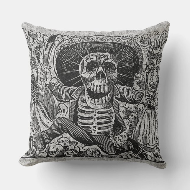 Day of the dead Pillow - José Guadalupe Posada Kudde (Framsida)