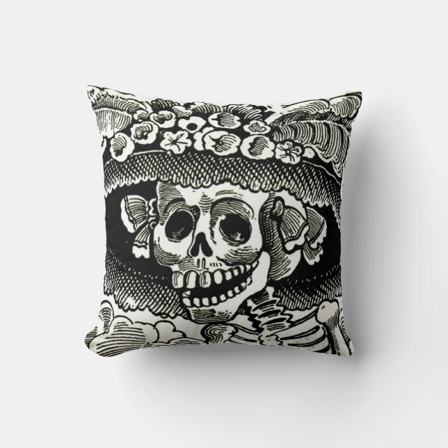 Day of the dead Pillow - La Catrina Kudde (Framsida)
