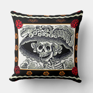 Day of the dead Pillow-La Catrina med Ro Kudde