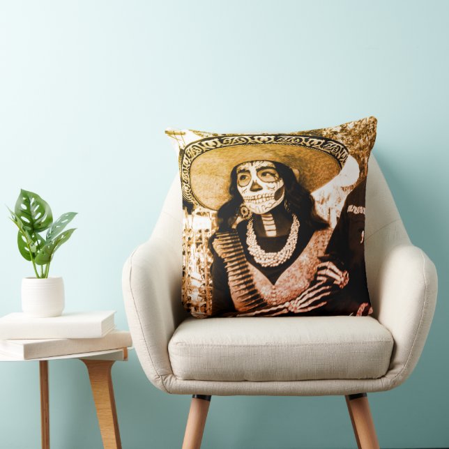 Day of the dead Pillow - Una Mujer Esqueleto Kudde (Stol)