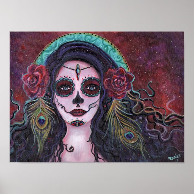 Day of the dead poster med fågelfjädrar (Framsidan)