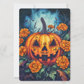 Day of the dead Pumpkin med Marigold Surround Inbjudningar