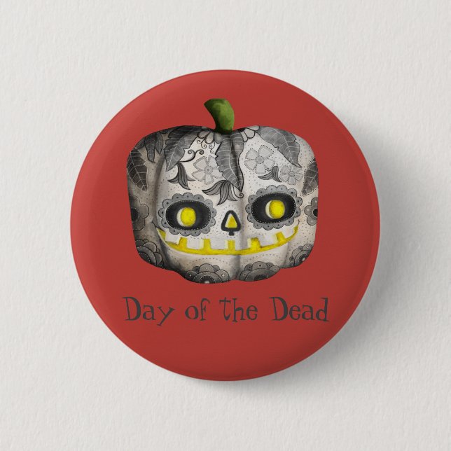 Day of the dead Pumpkin Sugar Skull Knapp (Framsida)