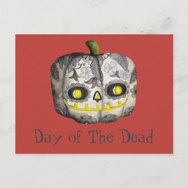 Day of the dead Pumpkin Sugar Skull Vykort (Framsida)