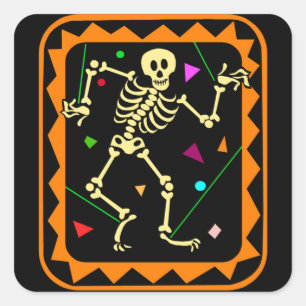 Day of the dead Puppet Skeleton Fyrkantigt Klistermärke