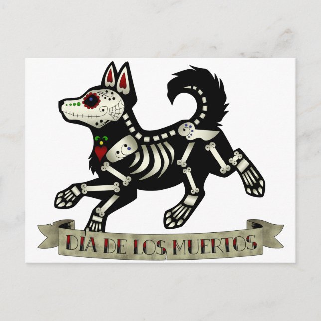 day of the dead Puppy Vykort (Framsida)