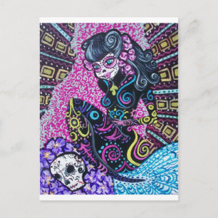 day of the dead Retro Sjöjungfru Vykort
