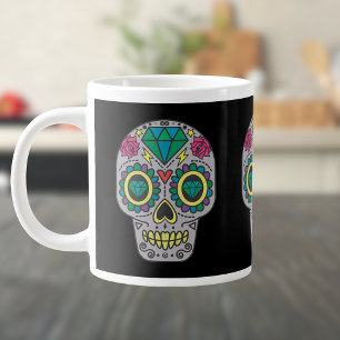 Day of the dead Ro och Crystal-Döskallar på Black Jumbo Mugg