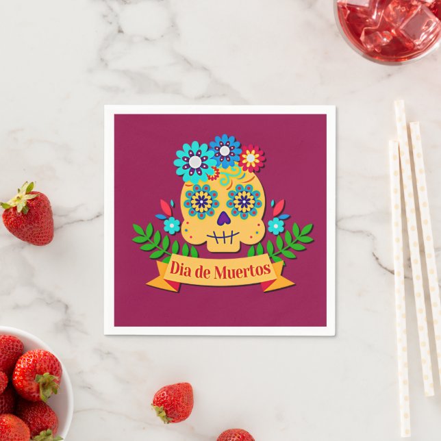 Day of the dead Rosa Dam - Familjemedlemmar Pappersservett (Insitu)
