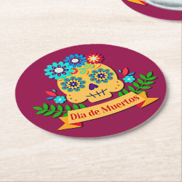 Day of the dead Rosa Dam - Familjemedlemmar Underlägg Papper Rund