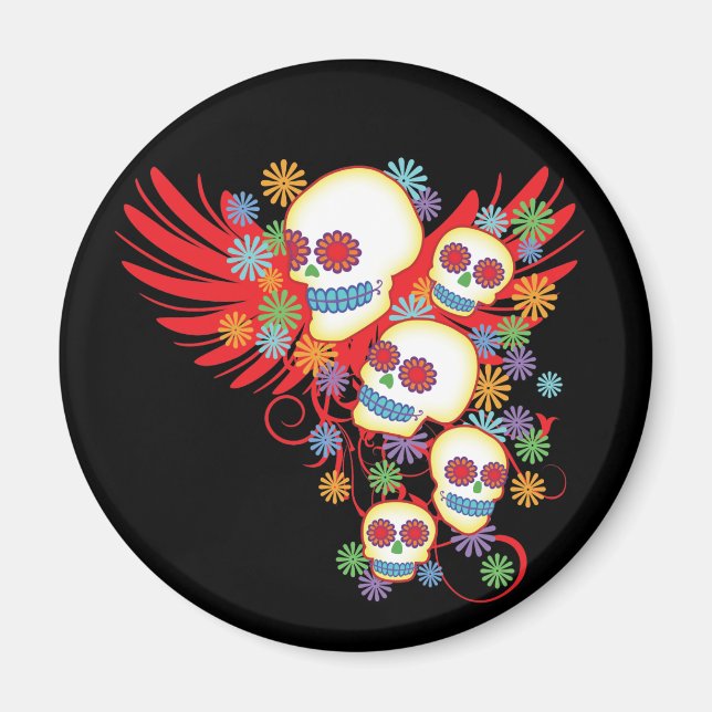 Day of the dead Round Magnet (Framsidan)