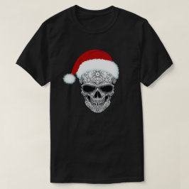 Day of the dead Santa Hat Sugar Skull Jul T Shirt