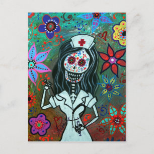 Day of the dead sjuksköterskemålning vykort
