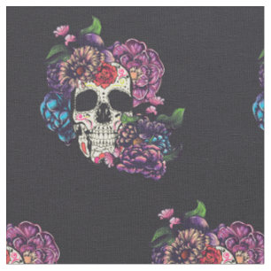 Day of the dead skalle med blommor tyg