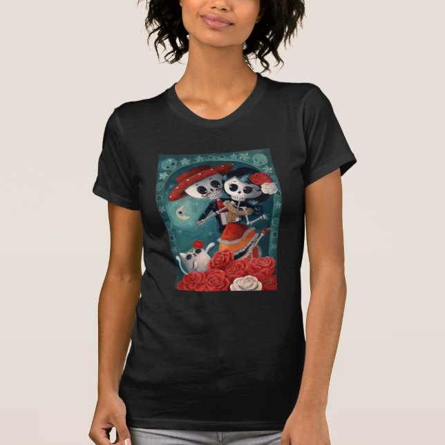 Day of the dead Skeleton Älskare T Shirt (Framsida)