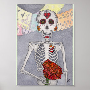 Day of the dead Skeleton Art Print Miranda Poster