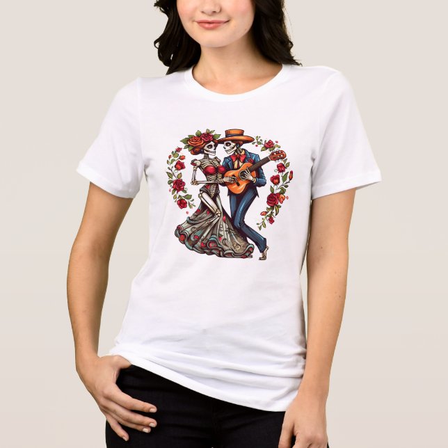 Day of the dead Skeleton Dancing T Shirt (Framsida)