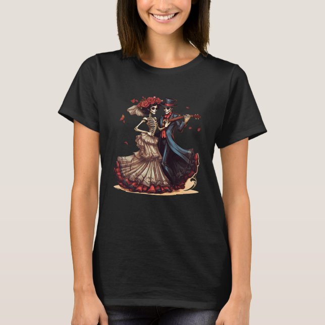 Day of the dead Skeleton Dancing T Shirt (Framsida)
