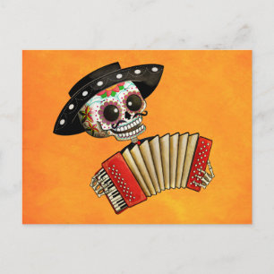 Day of the dead Skeleton El Mariachi Vykort