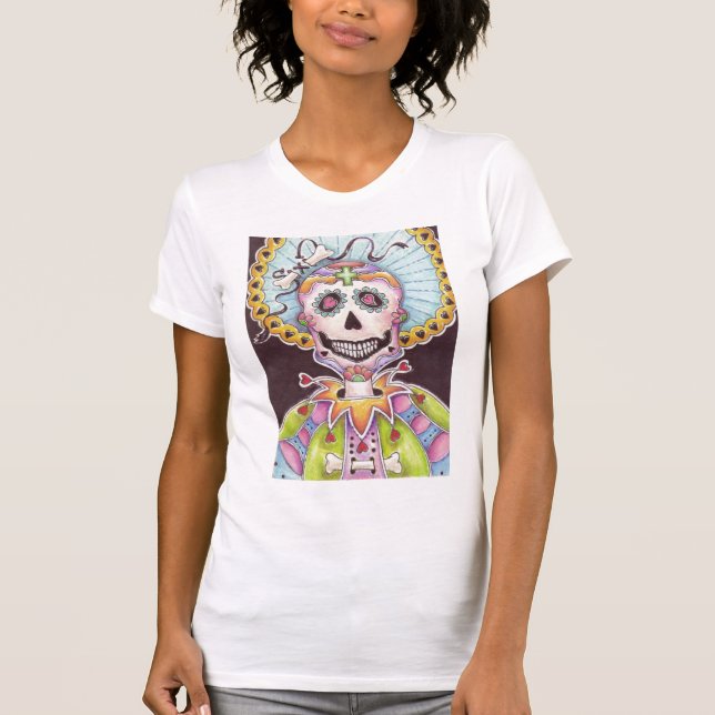Day of the dead Skeleton med hjärtan T-Shirt (Framsida)