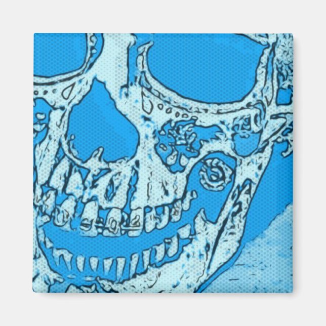 Day of the dead Skull Designad Bright Bandana Blue Magnet (Framsidan)