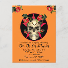 Day of the dead Skull-gruppinbjudan Vykort
