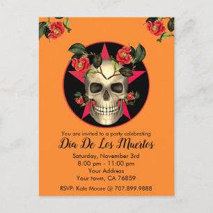 Day of the dead Skull-gruppinbjudan Vykort