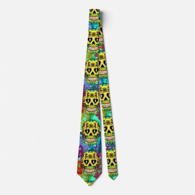 Day of the dead Skull - Gult Sugar Skull Tie Slips (Framsida)