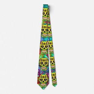 Day of the dead Skull - Gult Sugar Skull Tie Slips