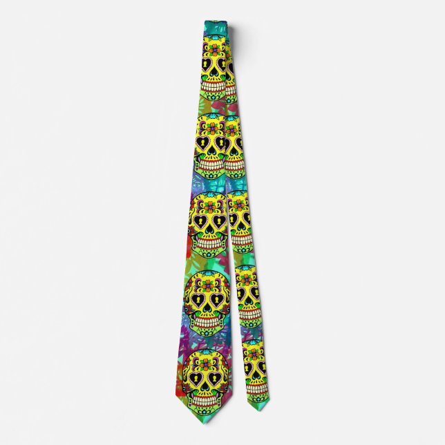 Day of the dead Skull - Gult Sugar Skull Tie Slips (Framsida)