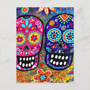 day of the dead Skull-huvuden Vykort