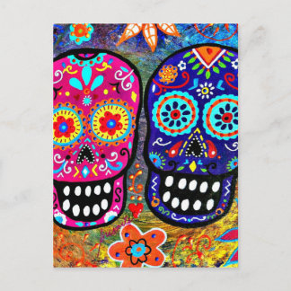 day of the dead Skull-huvuden Vykort