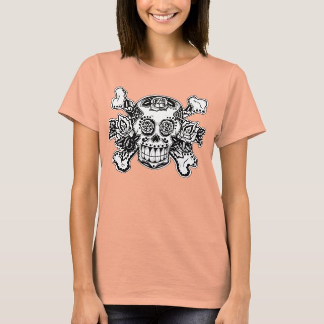 Day of the dead Skull & korsben T-shirt (Framsida)