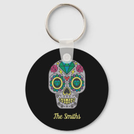 Day of the dead Skull med Ro och Crystal Nyckelring
