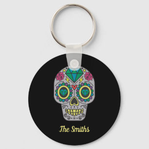 day of the dead Skull med Ro och Crystal Nyckelring