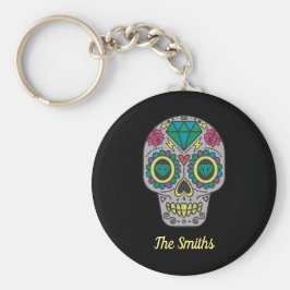 Day of the dead Skull med Ro och Crystal Nyckelring