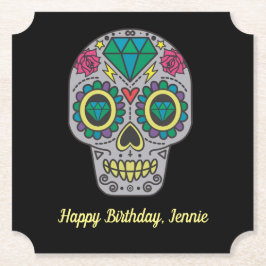 Day of the dead Skull med Ro och Crystal Underlägg Papper