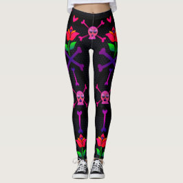 Day of the dead Skull och benbalar Leggings