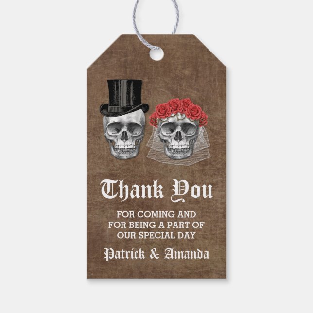 Day of the dead Skull par Bröllop Tack Presentetikett (Framsidan)