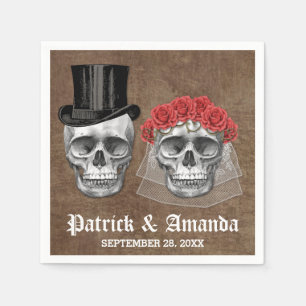 Day of the dead Skull par Goth Bröllop Napkins Pappersservett